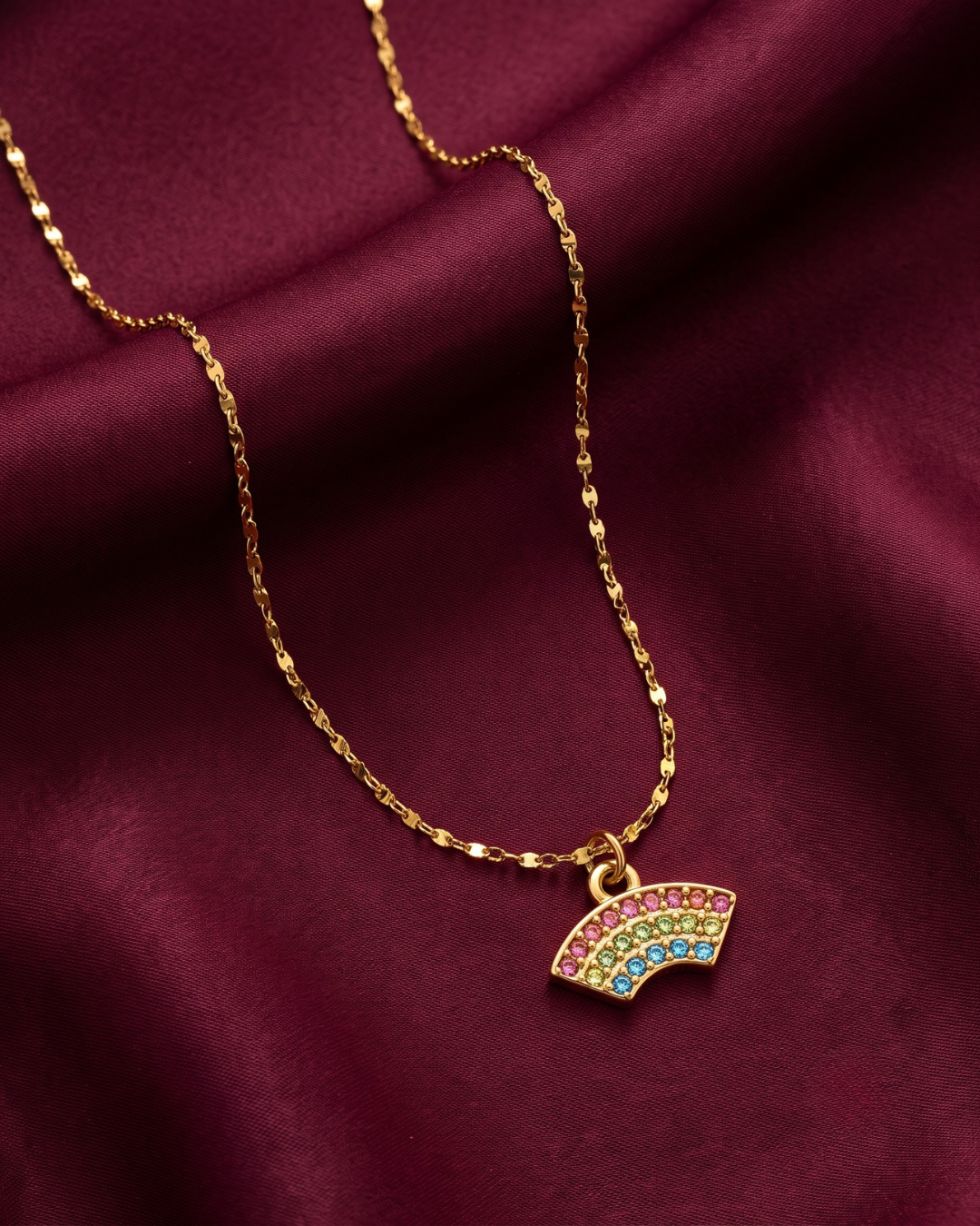 Rainbow 18K Gold Plated Stainless Steel Necklace