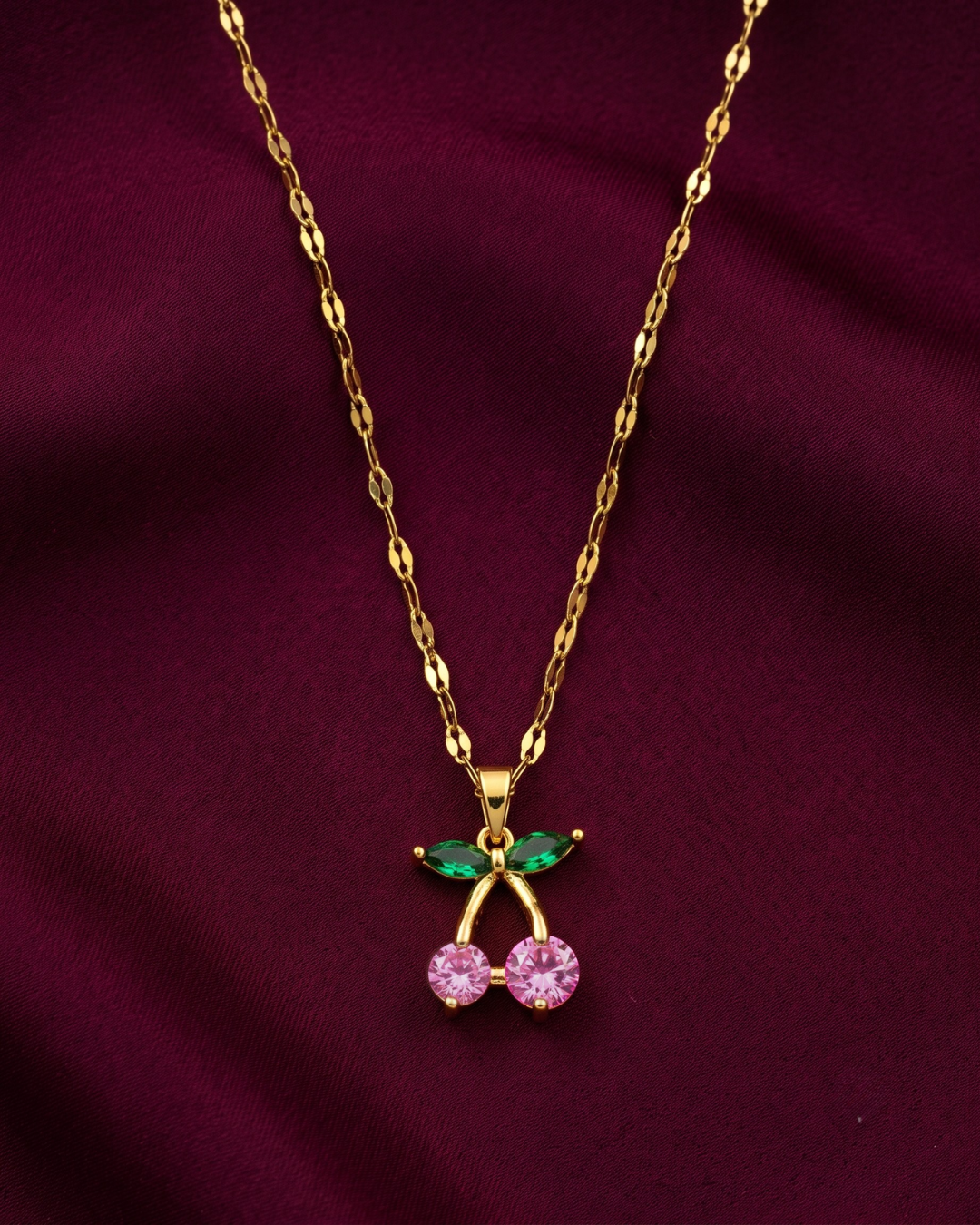 Cherry 18K Gold Plated Stainless Steel Necklace