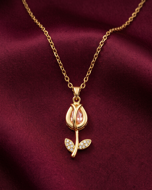 Rose 18K Gold Plated Stainless Steel Necklace