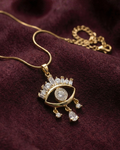 Maestra Astra 18k gold-plated evil eye necklace for women, waterproof and anti-tarnish protection jewelry.
