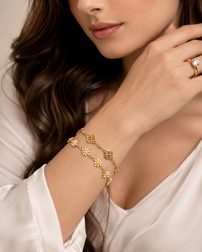 Daisy & Floral Mandala Bracelet Stack
