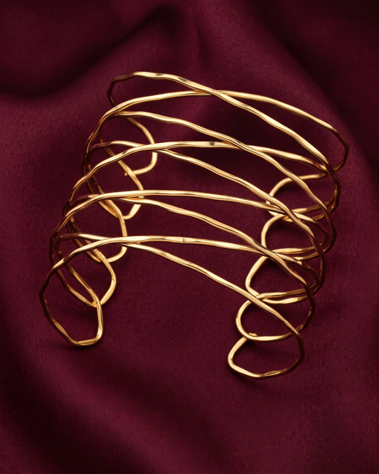 Multi Strand Gold-Plated Cuff Bangle