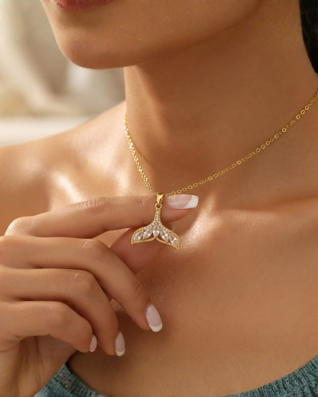 Fish Tail 18K Gold Plated Stainless Steel Necklace