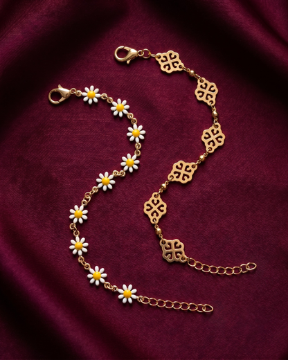 Daisy & Floral Mandala Bracelet Stack