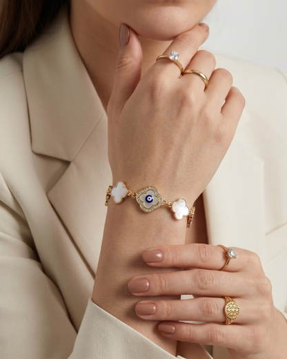 Zaya Evil Eye Clover Bracelet
