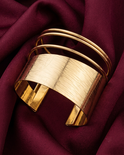 Multi Layered Gold-Plated Cuff Bangle