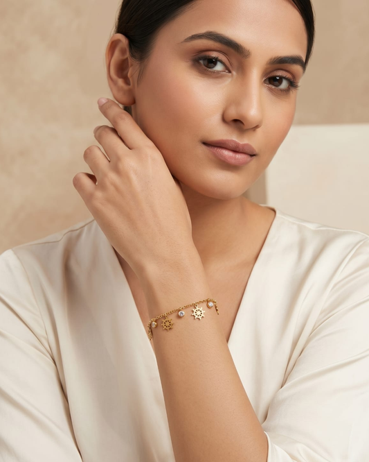 Lina 18K Gold-Plated Diamond Stainless Steel Bracelet