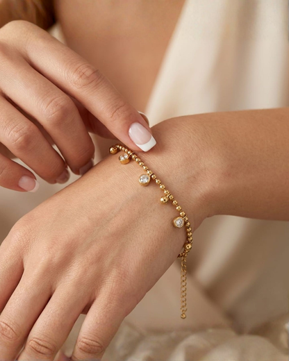 Valencia 18K Gold-Plated Diamond Stainless Steel Bracelet