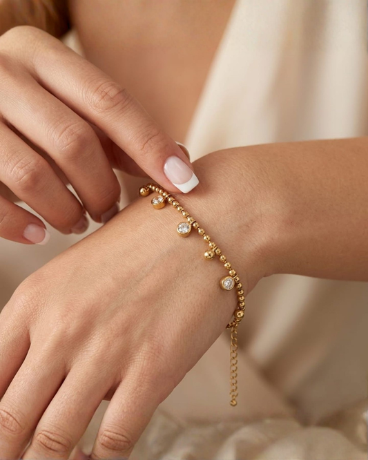 Valencia 18K Gold-Plated Diamond Stainless Steel Bracelet