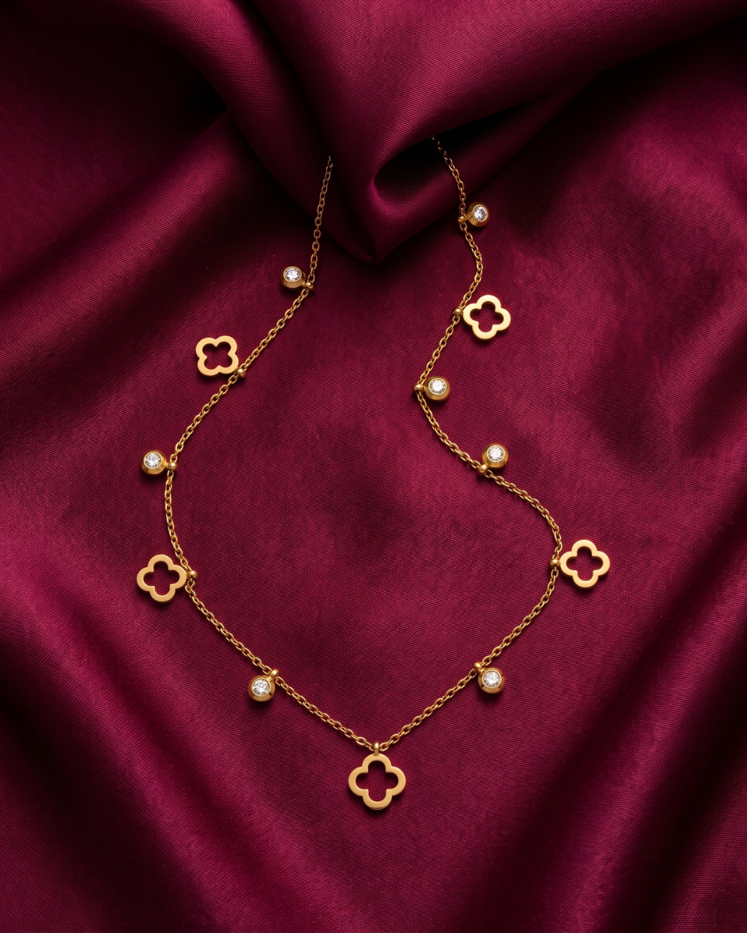 Clover Gold Plated Stainless Steel Necklace