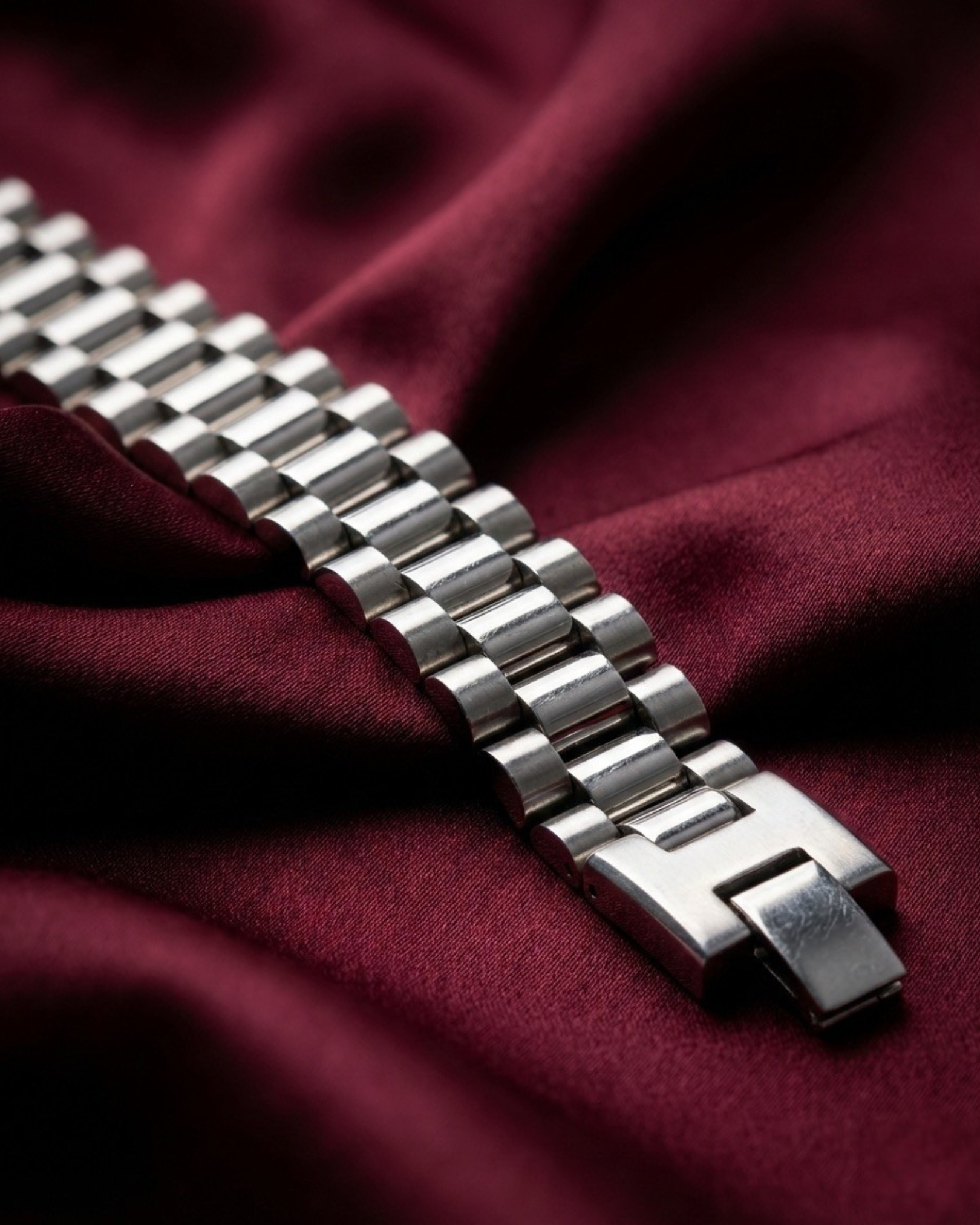 Maestra Regalia silver-tone stainless steel watchlink bracelet, anti-tarnish waterproof lifestyle jewelry.